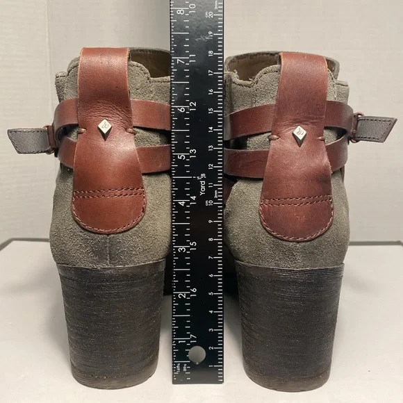 Sam Edelman Hannah Gray Suede Ankle Boots with Brown Double Belt – Size 9.5 - Picture 9 of 9